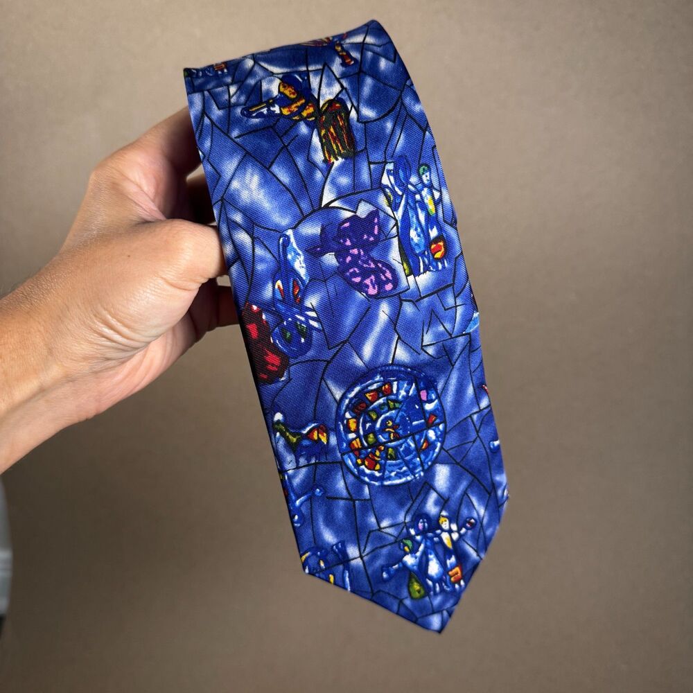 VTG Art Institute of Chicago Marc Chagall America Windows Stained Glass Silk Tie